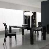 Black Color Lacquered Finish Modern Dining Room With Crystals