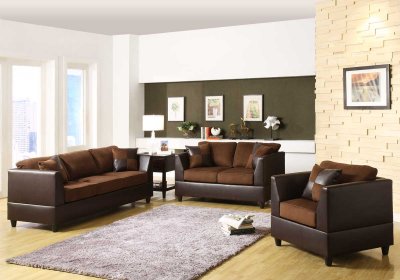 Chocolate Rhino Microfiber & Dark Brown Bi-Cast Sofa w/Options