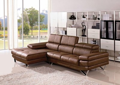 1218 Sectional Sofa in Brown Fabric by VIG