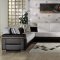 Cream Fabric & Dark Leatherette Convertible Sectional Sofa Bed