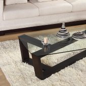 Zig Coffee Table by Beverly Hills in Wenge w/Glass Top