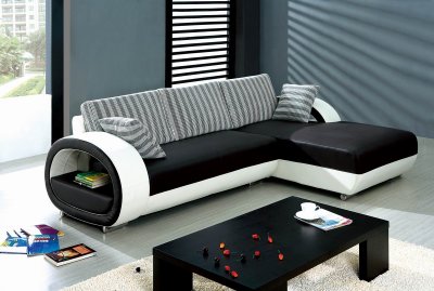 Stylish Modern Furniture on White Leatherette Stylish Modern Sectional Sofa At Furniture Depot