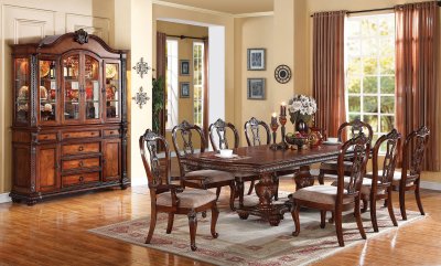 62310 Nathaneal Dining Table in Tobacco Cherry by Acme w/Options