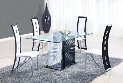 D1021DT Dining Set 5Pc w/803DC White & Black Chairs by Global