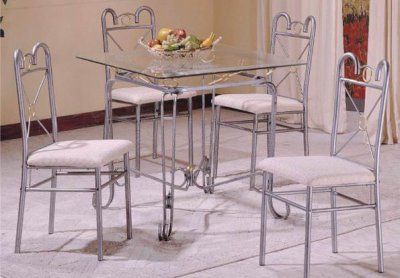 Glass Dining Table Sets on Clear Glass Top 5pc Modern Dining Table Set W Metal Base At Furniture