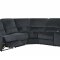 U7096 Power Motion Sectional Sofa Black Velvet Fabric by Global