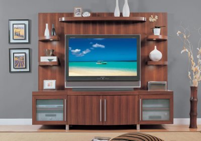 Entertainment Wall Units on Walnut Finish Contemporary Wall Entertainment Unit At Furniture Depot