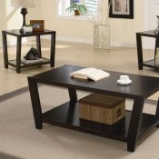 Rich Dark Cappuccino Finish Modern 3Pc Coffee Table Set