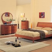 Cherry High Gloss Finish Modern Bedroom Set