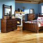 Distressed Rustic Finish Traditional Bed w/Optional Case Goods