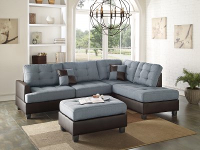 F6858 Sectional Sofa 3Pc in Grey Fabric by Boss