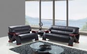U2033 Sofa in Black Leather/Match by Global with Options
