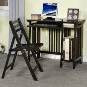 Black Finish Modern Folding Home Office Desk w/Chair