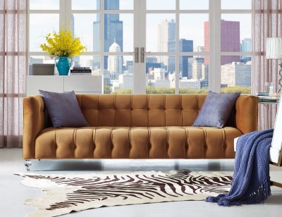 Bea Sofa TOV-S109 in Gold Velvet Fabric by TOV Furniture