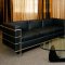 Le Corbusier Style Grande Sofa, Loveseat & Chair Set in Black