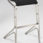 Black Seat Set of 2 Backless Barstools w/Stainless Steel Base