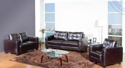 Black Bonded Leather Modern 7020 Sofa w/Options