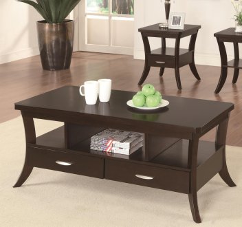 702508 Coffee Table 3Pc Set by Coaster in Espresso