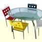 Glass Top & Metal Base Modern Oval Dining Table w/Shelf
