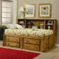 Natural Finish Modern Kid's Bookcase Bed w/Storages