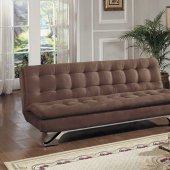 Brown Microfiber Modern Sofa Bed Convertible w/Chrome Legs