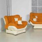 Orange & Cream Two-Tone Microfiber Living Room w/Sleeper Sofa