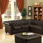 Stanford II Sectional Sofa CM6270 in Brown Leatherette w/Options
