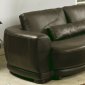 Dark Brown Full Leather Modern Sectional Sofa w/Ivory Stitching