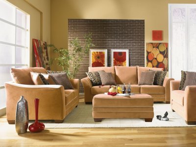 Warm Desert Fabric Transitional Living Room Sofa w/Options