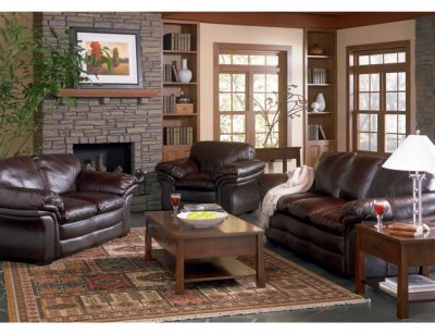 Leather Living Rooms on Brown Leather Vinyl Contemporary Living Room W Double Soft Arms At