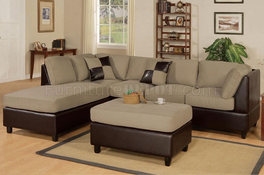 Pebble Microfiber Contemporary Sectional Sofa w/Ottoman | 900 x 596 · 81 kB · jpeg