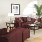 Wine Chenille Contemporary Living Room w/Hardwood Frame