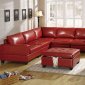 Red Bonded Leather 5Pc Modular Sectional Sofa w/Storage Ottoman