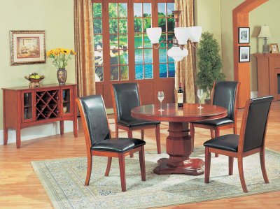 Light Brown Finish Transitional 5Pc Dining Set w/Round Top