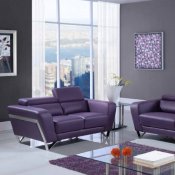 U7120 3Pc Sofa Set in Purple Bonded Leather by Global