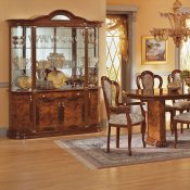 Walnut High Gloss Finish Classic Dining Room W/Floral Inlays