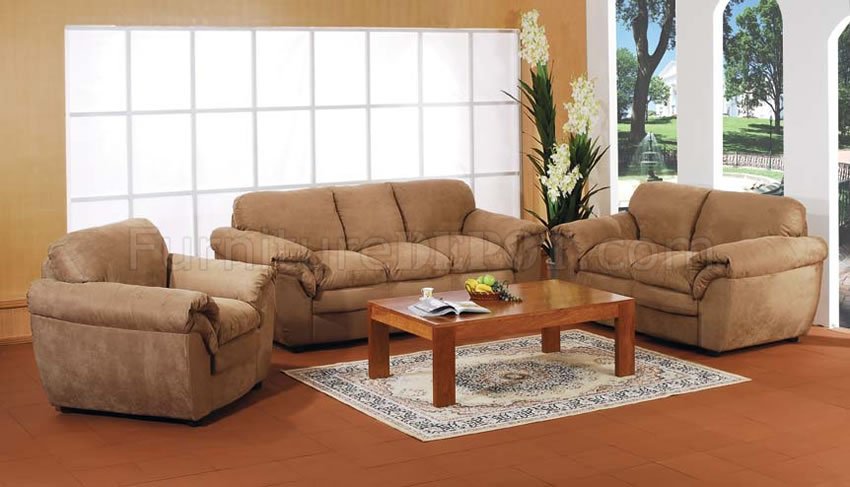 tan microfiber living room set