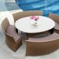 Light Brown Modern 5Pc Outdoor Dining Set w/Oval GlassTable Top