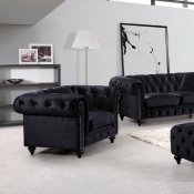 Chesterfield Sofa 662BL in Black Velvet Fabric w/Optional Items