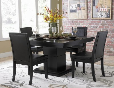 Black Finish Modern Dining Table w/Optional Side Chairs
