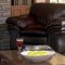 Brown Leather Vinyl Contemporary Living Room w/Double Soft Arms