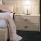 Moon Beige Glossy Leather Modern Bed w/2 Nightstands