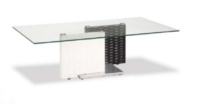 Two-Tone Black & White Stylish Coffee Table W/Clear Glass Top