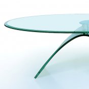 Clear Glass Top Artistic Coffee Table With "C" Shape Glass Base