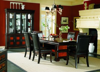 Discount Formal Dining Room Sets on Two Tone Finish Formal Dining Room Set With Leather Seats At Furniture