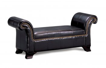 Black Durable Leather Like Vinyl Bench w/Antiqued Nailheads [CRB-510-100223]