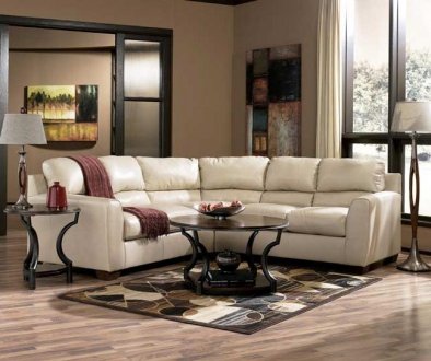 Taupe Color Blended Leather Match Modern Sectional Sofa