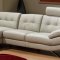 Light Grey Leather Modern Sectional Sofa w/Removable Headrests