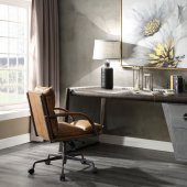 Brancaster Office Desk 92855 in Aluminum & Brown by Acme