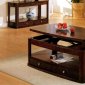 Distressed Cherry Finish Contemporary Coffee Table with Lift Top
